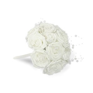 Puget z pěn.růžiček do ruky 20cm bílý | Dekorace